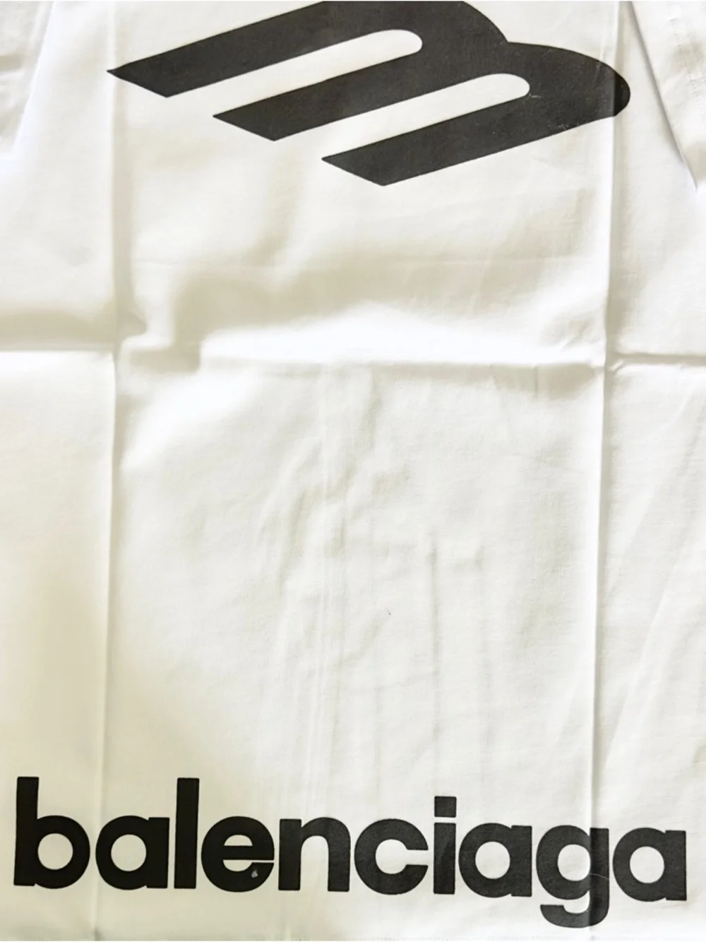 Balenciaga White Short-Sleeve Logo Tee with Black Emblem - Picture 6 of 9